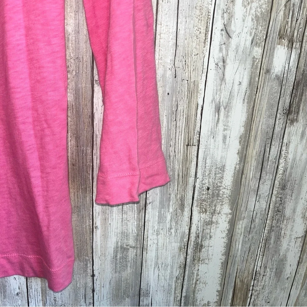 J.Crew Pink Ruffle Front Top Women’s M Cotton Feminine Casual Blouse Long Sleeve